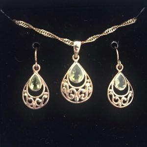 Gold earrings and necklace